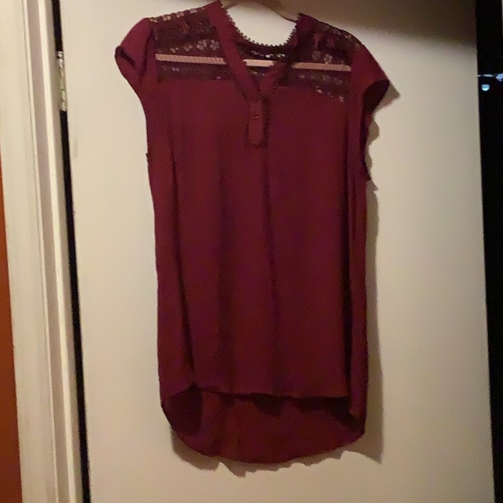 Sweet Wanderer Red Mandarin Collar Blouse